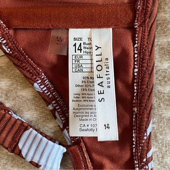 SEAFOLLY Women's Wild Tropics Wide Strap Bandeau Bikini Top Size 14 F Cup - Picture 9 of 10